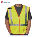 Venta al por mayor de alta visibilidad chaleco de seguridad de color naranja amarillo chaleco de bolsillo Hi-Vis ropa de trabajo con X-Back cintas reflectantes delante cremallera